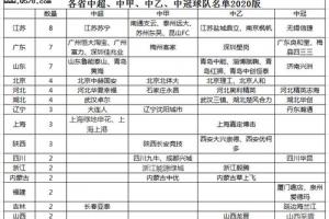 各省中超中甲中乙中冠球队名单曝光2024版